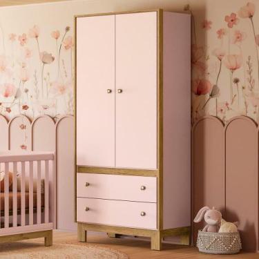 Imagem de Guarda Roupa Infantil Flora 2 Portas 3 Gavetas Rosa Acetinado - Qmovi