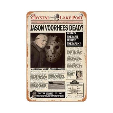 Imagem de Placa Decorativa De Metal Vintage Jason Voorhees: Engraçada Decoração 