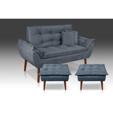 Imagem de Kit 01 Namoradeira 02 Puff Opala 02 Almofadas Suede Grafite CASA DA PO