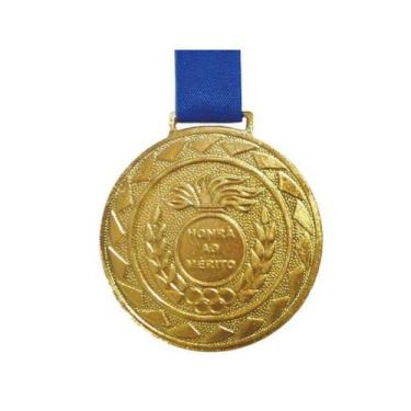 Imagem de Kit Com 100 Medalhas de Ouro M50 Esportiva Honra ao Mérito Com Fita Az