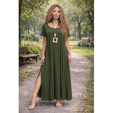 Imagem de Vestido Gola Canoa Com Bolso e Fenda Moda Femenina - modanascimento, V