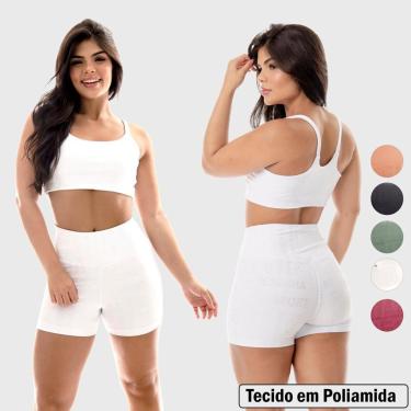 Imagem de Conjunto Fitness Top Short Poliamida Resenha Sport Alta Elasticidade Conforto-Feminino