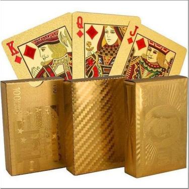 Imagem de Baralho Ouro Dollar Dourado Poker Cartas-Unissex