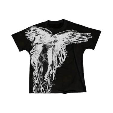 Imagem de Camiseta Masculina Casual De Verão 2025 Com Estampa 3D De Anjo, Confor