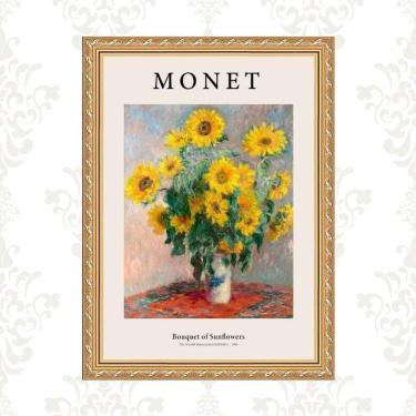 Imagem de Quadro Moldura Dourada Monet - Girassóis 33X24Cm