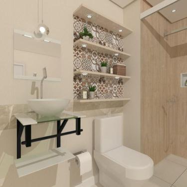 Imagem de Gabinete De Vidro 40Cm Ap Com Cuba Redonda - Branco