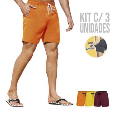 Imagem de KIT 3 Shorts Bermudas Academia Treino Corrido Masculina TACTEL ELASTANO 714-Masculino