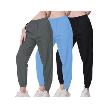 Imagem de Calças Harem Casuais Esportivas Femininas De Malha Preta Respirável E 