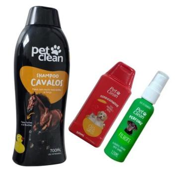 Imagem de Kit POP Pet Clean Shampoo + Perfume + Condicionador Pet Cães, Cavalo +