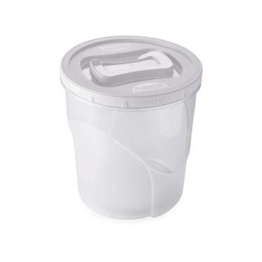 Imagem de Pote Plástico Redondo Tampa Rosca Branca 7,6 L Porta Alimentos Mantime