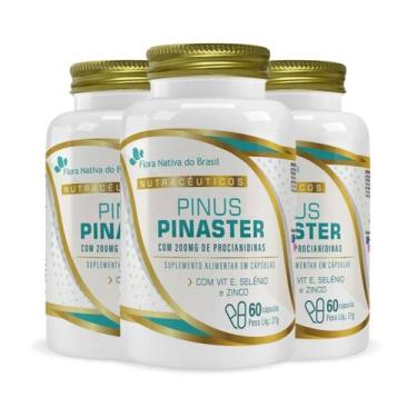 Imagem de Kit 3 Pinus Pinaster com Vitamina E Selênio e Zinco 60 Cápsulas Flora 