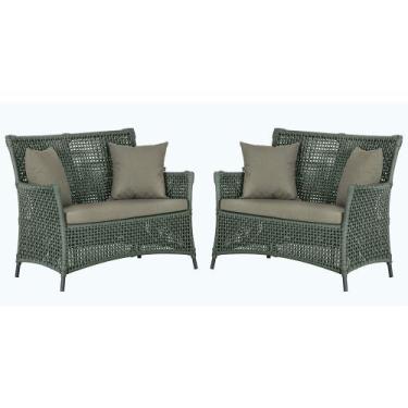 Imagem de 2 Sofás Área Externa Igapó Alumínio Pintura Preta Corda Náutica Estofa