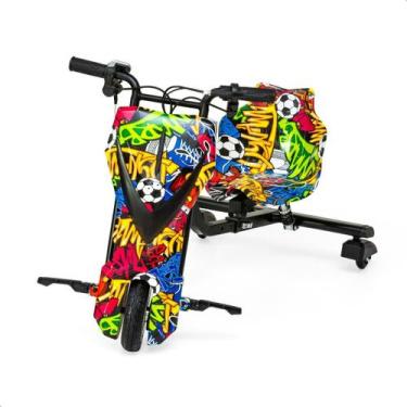 Imagem de Patinete Elétrico Triciclo Infantil Drift 350w 36v - Azul Car, Futebol