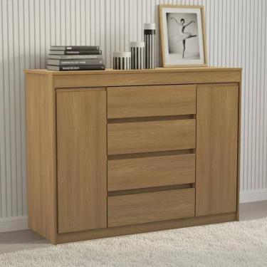 Imagem de Cômoda Quarto 123cm 4 Gavetas 2 Portas Samira Freijó L01 - Mpozenato