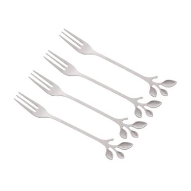 Imagem de Cj 4 Garfos Aço Inox para Aperitivos Leaves Prata Wolff