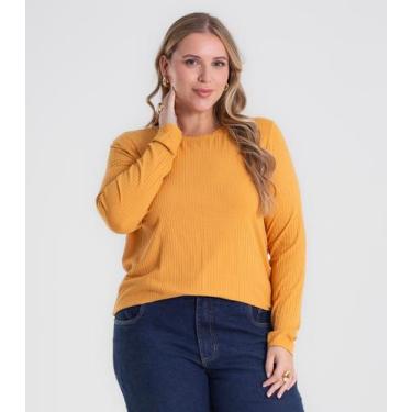 Imagem de Blusa Manga Longa Ribana Canelada Secret Glam Amarelo, Plus G3, Amarel