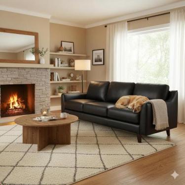 Imagem de Sofá 3 Lugares Couro Natural Alto Padrão de qualidade - Mempra, 468Bla