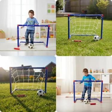 Imagem de Trave Futebol Infantil Brinquedo Bolinha Divertido Educativo Golzinho 