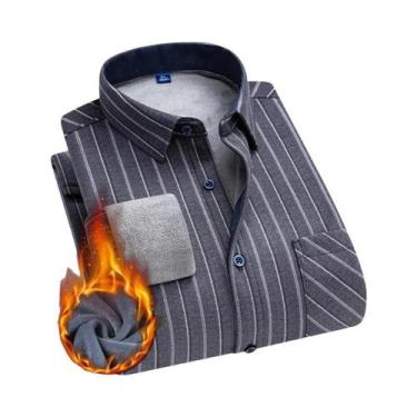 Imagem de Camisa Masculina 5XL De Fleece Grosso E Quente, Manga Longa, Xadrez, N