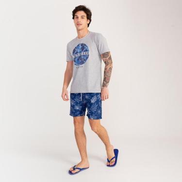 Imagem de Bermuda Estampada Rock e Soda Masculina Elástico Praia Verão-Masculino