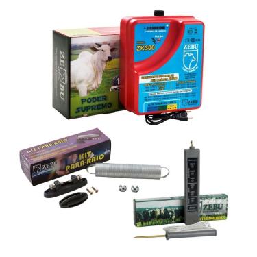 Imagem de Eletrificador Cercas Elétricas Grandes Propriedades ZK300 220V + Kit Para-raios + Voltí...