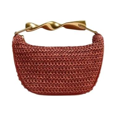 Imagem de Bolsa De Ombro De Palha Trançada Feminina Para O Verão, Bolsa De Praia