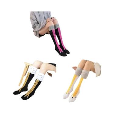 Imagem de Meias Longas Engraçadas Com Estampa De Pata De Galinha Para Meninas Do