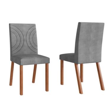 Imagem de Conjunto 2 Cadeiras Estofadas Veludo Madeira Macica Isa Moveis Zamarchi
