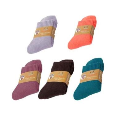 Imagem de Meias Quentes De Inverno Para Mulheres, 5 Pares, Cor Sólida, Extra Gro