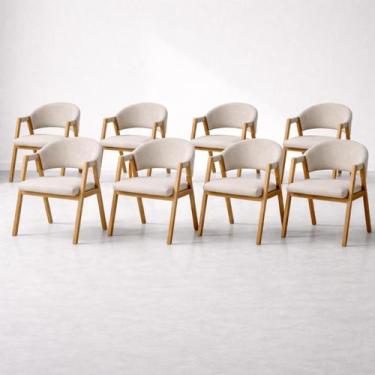 Imagem de Kit 8 Cadeiras Jantar Allegra Moderna 100% Tauari Linha Alta Cor:Linho