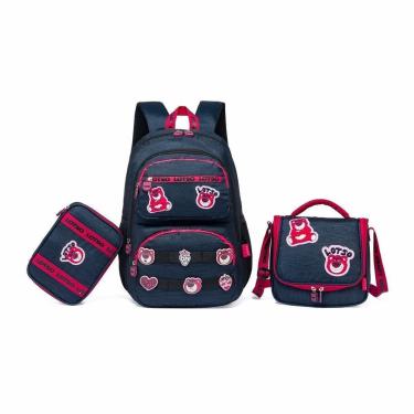 Imagem de Kit Mochila Escolar Lancheira Estojo Lotso Toy Story Espaçosa Disney Feminina-Feminino