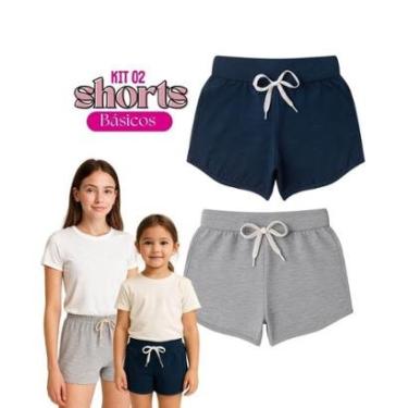 Imagem de Kit 2 Shorts Infantil Juvenil Menina Algodão + Cotton Roupa Feminina Criança Bermuda Verão 04-16-Feminino