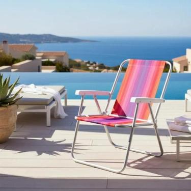 Imagem de Cadeira De Praia Alta Mor 1 Posição Multicolorido, Rosa