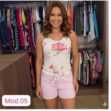 Imagem de Pijama Feminino Malha Algodão 100% Penteada Regata - Valentina Confecç