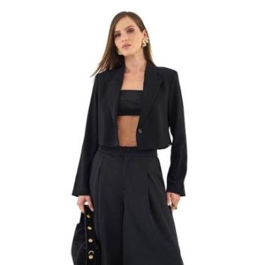 Imagem de Blazer Colcci Encurtado Alfaiataria Preto Feminino-Feminino