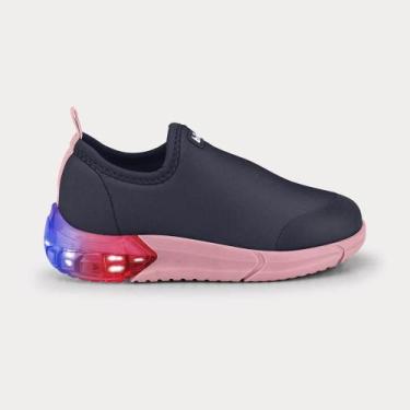 Imagem de Tênis Infantil Bibi Space LED Azul Marinho com Rosa, 21