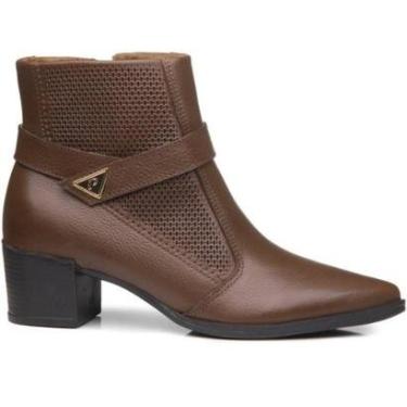 Imagem de Bota Feminina Coturno Pegada Cano Baixo Bico Fino Couro-Feminino