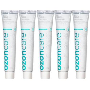 Imagem de Kit 5 Creme Dental Ozonizado Natural Vegano Menta Sem Flúor Prevenção 