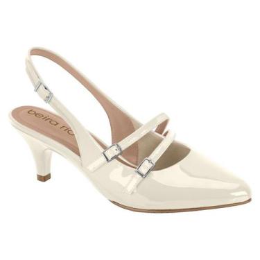 Imagem de Scarpin Slingback Verniz Fem Salto Baixo Beira Rio 40761315, Branco of