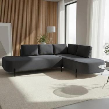 Imagem de Sofá de Canto Orgânico 4 Lugares 265cm Base de Ferro Chaise Direito Lu