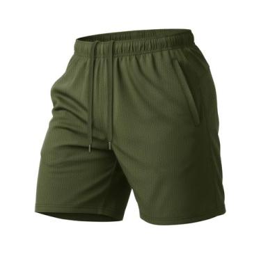 Imagem de Shorts de corrida MAGCOMSEN para homens leves Army Green M