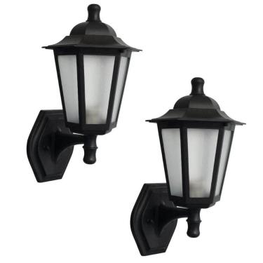 Imagem de Kit 2 Arandelas Coloniais Luminárias de Parede Pretas Retrô Muro Fachada Jardim