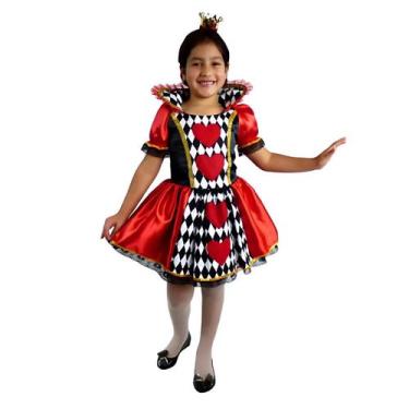 Imagem de Fantasia Rainha de Copas Infantil com Vestido e Coroa - Masquerade, M