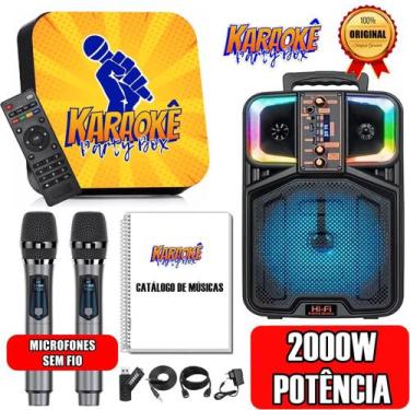 Imagem de Karaoke Party Box +2 Microfones Sem Fio +Caixa De Som +De 2000 Músicas