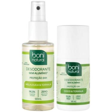 Imagem de Kit Desodorante Boni Natural Spray + Roll-on Melaleuca Toranja Sem Alu