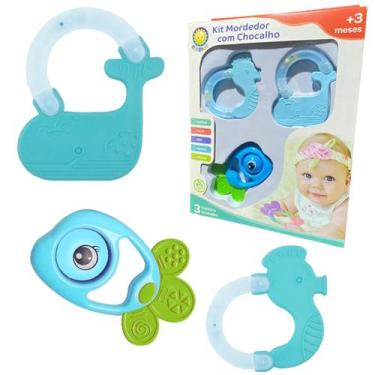 Imagem de Kit Chocalhos Brinquedo Bebê Infantil Mordedor Colorido - LIZ BABY TOY