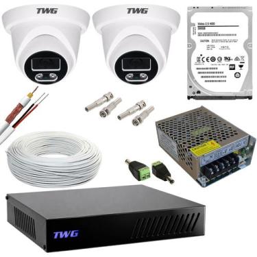 Imagem de Kit cftv 2 cameras dome 2mp 20m imagens noturnas coloridas dvr 4 canai