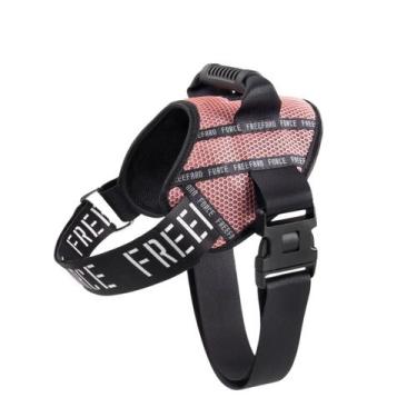 Imagem de Peitoral Force Flat P/Cães Grande Freefaro Segura+Guia 1,2m, M, ROSE