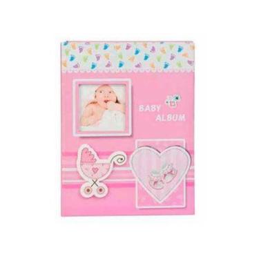 Imagem de Album De Bebe Rosa Para 200 Fotos 10X15 Cm - Square center