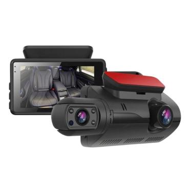 Imagem de Câmera de Vídeo Veicular HD Frontal e Interna Visão Noturna Monitoramento Duplo GPS Preto
